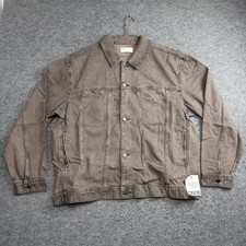 ASOS Design Denim Jacket Men's Large Brown Button Front Casual Unlined Classic picture