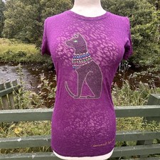 BNWT Universal Studios Burnout T Shirt Rhinestones Purple Graphic Egyptian Cat  picture