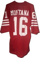 Vintage Joe Montana San Francisco 49ers Sand Knit MacGregor Jersey USA Large Red picture