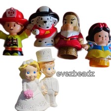 EvezBeadz 5 FPLP Snow White Grumpy Dwarf Fireman Dog Bride Groom Mattel Toys Vtg picture