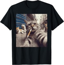 Cat Gangster Street Cats Selfie Funny Meme Humor Short Sleeve All Size Shirt picture