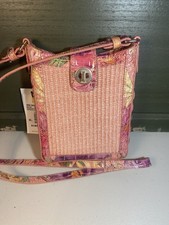 NWT Brahmin Marley Perennial Anthurium Leather Phone Crossbody Pink Floral picture