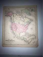 Antique 1875 Hand Colored Map of North America 10x12 | Original Antique,  picture