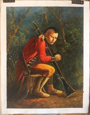 Hand-painted British redcoat historical rifle oil painting  24