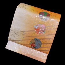 【NAGOYA OBI】Japanese Kimono/Unused/Peony Flowers/Gold & Raden Inlay picture