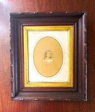 19th-century Victorian-era deep concave walnut portrait 8” by 10” picture frame picture