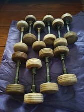Vtg Antique 3 Rings Wood Wooden Door Knobs Doorknobs 10 Sets Cleaned picture