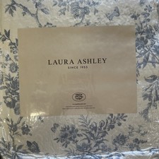 NEW Laura Ashley Walled Garden Blue Full/Queen Set 100% Cotton Quilt + 2 Shams picture