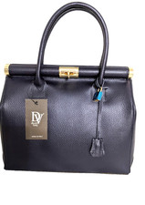ITALIAN LOCK & KEY PEBBLED  LEATHER BAG HANDBAG SATCHEL by DIVA - MADE IN ITALY picture