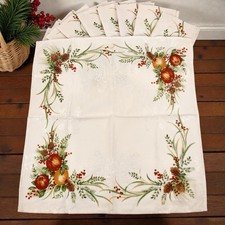 8 NEW Lenox Williamsburg Boxwood & Pine Cloth Damask Napkins Fruit Pinecones 20