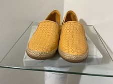 Clarks Collection Espadrille Yellow Leather Loafer Slip On Shoe Women Size 6 picture