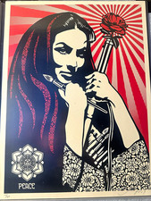 Shepard Fairey Signed numbered  revolutionary woman with brush 2007 picture