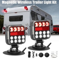 2pcs Wireless LED Tail Lights Magnetic Tow Towing Trailer Warning Flashing Light picture