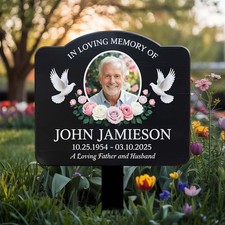 Personalized Memorial Grave Stake | Custom Photo Remembrance Plaque picture