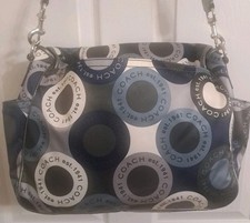 Coach Large Messenger Baby Diaper Bag Multiple Pockets Blue 15” Designer F18377 picture