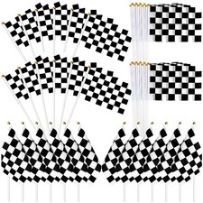Checkered Flags on Sticks, 40Pcs Black and White Checkered Race Flag Mini Hand H picture