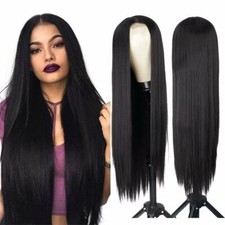 Pop Womens Black Long Straight Hair Wigs Party daily Fashion Ladies Full Wig USA picture