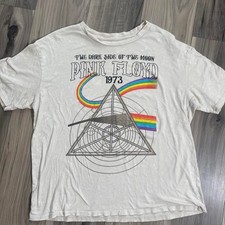 Vintage Pink Floyd The Dark Side of the Moon 1973 white t-shirt with rainbow picture