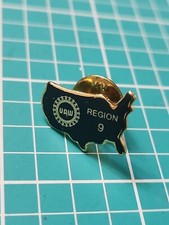 Vtg UAW United Auto Workers Region 9 Usa Shaped Gold Tone Lapel Pin picture