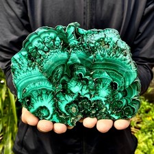 1.64LB Natural malachite slice quartz crystal luster mineral specimen picture