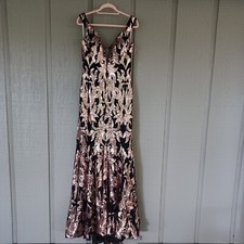 Jovani Women Prom Dress Size 14 Deep V Neck Fit Flare Simple 3263 In Black Rose picture