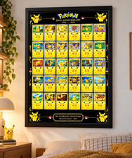 Retro Trading Card Collection Poster, Yellow Creature Wall Art, Vintage Gaming . picture
