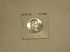 1954-D  Silver Franklin half dollar Choice BU w/cartwheel luster     #2 picture