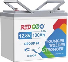 Redodo 12V 100Ah Group 24 LiFePO4 Lithium Battery 100A BMS for RV Boat Refurbish picture
