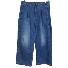 Pilcro Anthro Wide Leg Jeans Womens 31 Blue Denim Pleat Baggy Pants Relax 32x28 picture