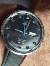 RARE VINTAGE ROAMER MUSTANG AUTOMATIC SWISS MENS DAY&DATE WATCH _4091 picture