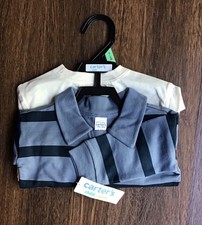Carter's 3pcs Baby Boys Outfit Set Shirt Sweatshirt Pants Blue/White Sports picture