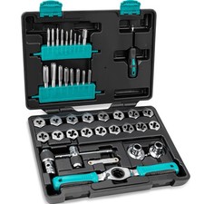 Bestwork 42-Piece Metric Tap and Die Set with Comfortable Ratcheting Tap...  picture