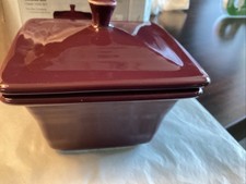 Fiestaware Claret Square Covered Box Fiesta Belk Retired Burgundy Trinket Box picture