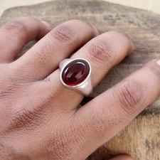 Natural Red Garnet 925 Silver Ring January Birthstone Dainty Stackable Ring picture