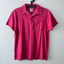 Nike Sportswear Men's Polo Shirt Pink Solid Cotton Short Sleeve Embroidered XS picture