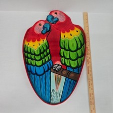 Parrots Tray Vintage Large Papier Mache Parrot Hand Painted Macaws Artist Signed picture