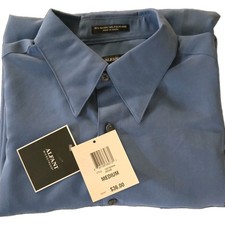 NWT ALFANI Microtrend Dress Shirt Men's Size Medium Sky Blue Rayon Polyester  picture