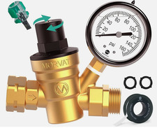 Morvat Adjustable Lead-Free Brass RV Water Pressure Regulator with Oil Gauge picture