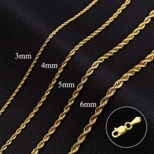 1.6-3.1mm 14K Real Solid Yellow Gold Rope Chain Necklace with Lobster Claw Clasp picture