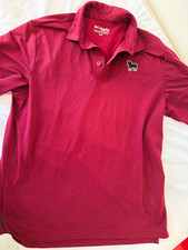 Columbia Golf Men's Burgundy Striped Polo Shirt Short Sleeve Logo Button M picture
