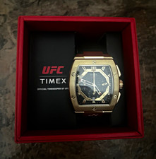 Timex UFC Men's Quartz Chronograph 45mm 100m Black Dial Rubber Strap Gold picture