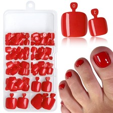 AddFavor 120pcs Red Press on Toenails for Women, Toe Nail Short, Rusty picture