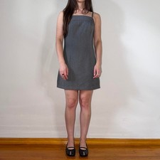 Express Gray Wool Look Stretch Square Neck Cami Mini Dress 1/2 picture