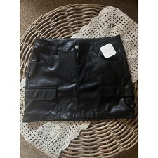 Altar’d State Black Faux Leather Cargo Mini Skirt Size M NWT picture