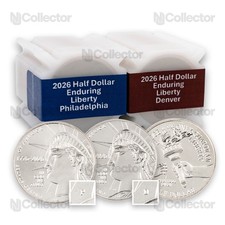 2026 P&D Enduring Liberty Half Dollar America 250 Uncirculated 2 Rolls 40 coins picture