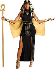 Women`s Cleopatra Costume + Staff S - 3XL Ladies Egyptian Queen Dress Halloween picture
