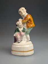 Antique 19th Century Staffordshire Pottery Miniature Figure Man Barber picture
