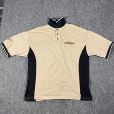 Vintage Harley Davidson Henley Shirt Mens XL Tan Black Mock Neck Made in USA 90s picture