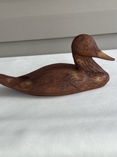 Vintage Hand Carved Wooden Duck Figurine Removable Head Rustic Primitive Hunting picture