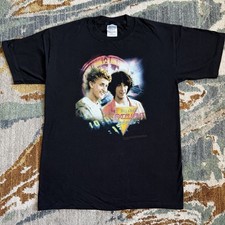 Vtg Bill & Ted’s Excellent Adventure Graphic Tee Shirt Black Medium 00s Y2K picture